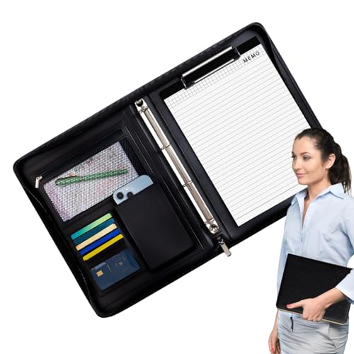 Leder-Padfolio, Reise-Organizer-Tasche für Tablet, Business-Folio-Organizer mit A4-Notizblock, Lebenslauf-Ordner, A4-Dokumentenmappe, Rechtsblock-Padfolio für Männer und Frauen von Generisch