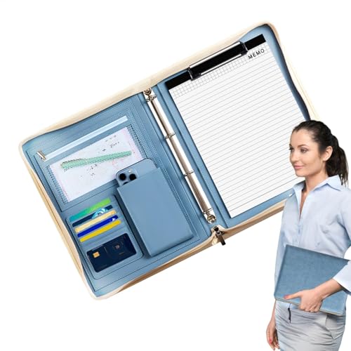 Leder-Padfolio, Reise-Organizer-Tasche für Tablet, Business-Folio-Organizer mit A4-Notizblock, Lebenslauf-Ordner, A4-Dokumentenmappe, Rechtsblock-Padfolio für Männer und Frauen von Generisch