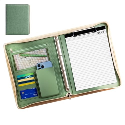 Leder-Padfolio, Reise-Organizer-Tasche für Tablet, Business-Folio-Organizer mit A4-Notizblock, Lebenslauf-Ordner, A4-Dokumentenmappe, Rechtsblock-Padfolio für Männer und Frauen von Generisch