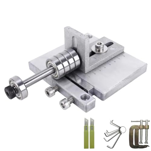 Lederstreifen-Schneidemaschine – Edelstahl-Werkzeug mit G-Klemme, 10 Klingen und Schraubenschlüssel – 60 mm Breite – ideal für Lederhandwerksprojekte von Generisch