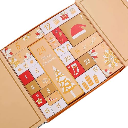 Leerer Adventskalender zum Selbstbefüllen, 24 Tage Weihnachten Adventskalender Boxen, Adventskalender selber basteln, DIY Weihnachten Countdown Geschenkbox für Familie Freunde von Generisch