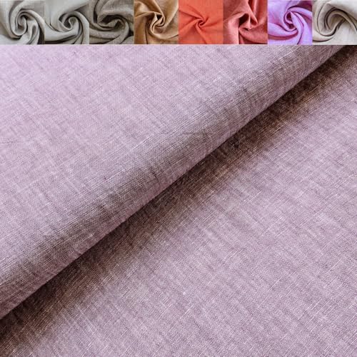 Leinen Meterware meliert - Leinenstoffe farbig - gefärbtes Leinen Melange - Leinengewebe Jeansoptik - 100% Reinleinen *ab 50cm, Farbe: 045 mauve von Generisch