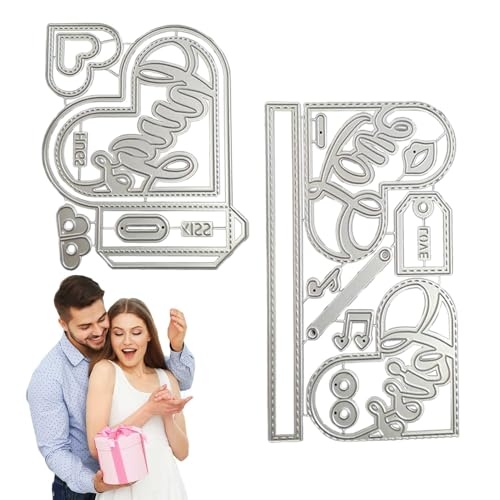 Liebe Scrapbooking -Stanze, Liebesstörungen für Kartenherstellung | 3D -Prägien Metall Schneidstempel | Valentinstag Herzrahmen, Fotoalbum Vorlage Schimmeldekoration für die Präge dekorativ von Generisch