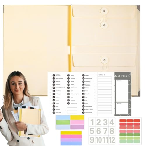 Life Organizer Ordner, Tragbarer Datei Organizer, Ordner Organizer mit Großer Kapazität, Mehrzweck Lebensbuch Aufbewahrungsdatei Organizer Ordner, für Fotos, Briefe, Papiere, Akten, Pässe(Khaki) von Generisch