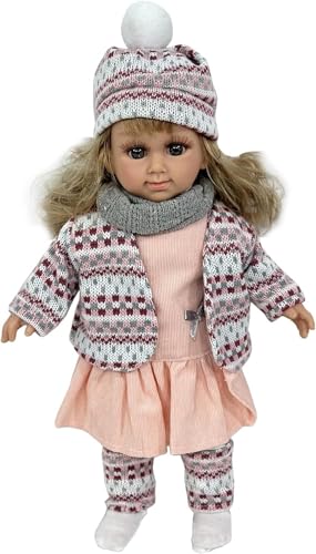 Lily Puppe mit Hut und Schal Puppe Luxus Kleid 40 cm Fashion Puppe mit süßen Melodien Sammlerpuppe Winterpuppe Lebensechte Puppe Puppe Mode Kleidung (B) von Generisch