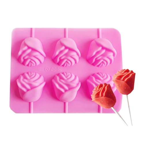 Lollipop -Formen - 3d Rosen 7,87 x 6,5 Zoll Nicht-Stick-Küchenkekse Fondant Backwerkzeuge, Backzubehör für Lebensmittelqualität für die Kuchendekoration von Generisch