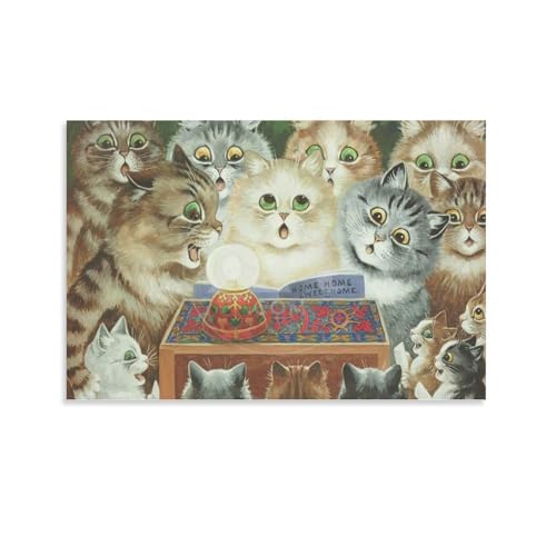 Louis Wain Poster "Home Sweet Home" (Gouache auf Papier), Poster, Gemälde, Leinwand, Wandkunst, Wohnzimmer, Poster, Gemälde, 30 x 45 cm von Generisch