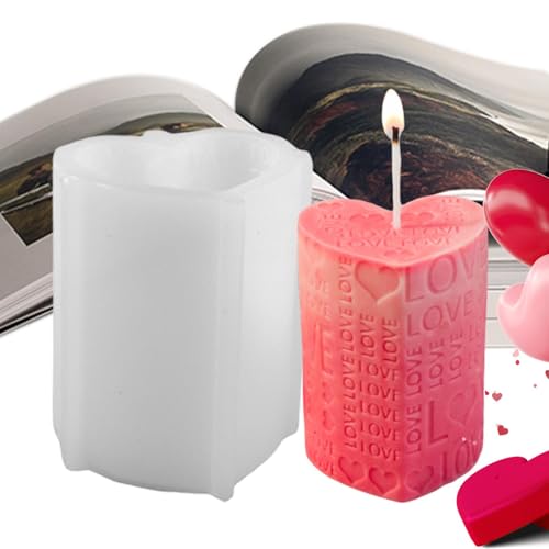 Love Pillar Candle Mold - Dekorative Liebes-Silikon-Säulenform | Epoxidharz Gießform für Kerzen | Valentinstag Silikonform für hausgemachte Kerzen, Seifen und Ton von Generisch