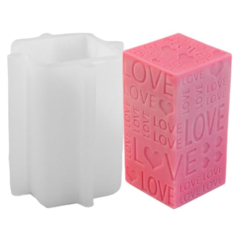 Love Pillar Candle Mold - Dekorative Liebes-Silikon-Säulenform | Epoxidharz Gießform für Kerzen | Valentinstag Silikonform für hausgemachte Kerzen, Seifen und Ton von Generisch