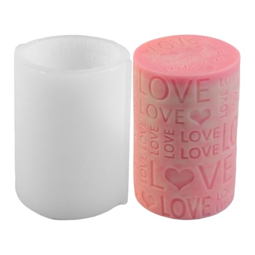 Love Pillar Candle Mold - Dekorative Liebes-Silikon-Säulenform | Epoxidharz Gießform für Kerzen | Valentinstag Silikonform für hausgemachte Kerzen, Seifen und Ton von Generisch