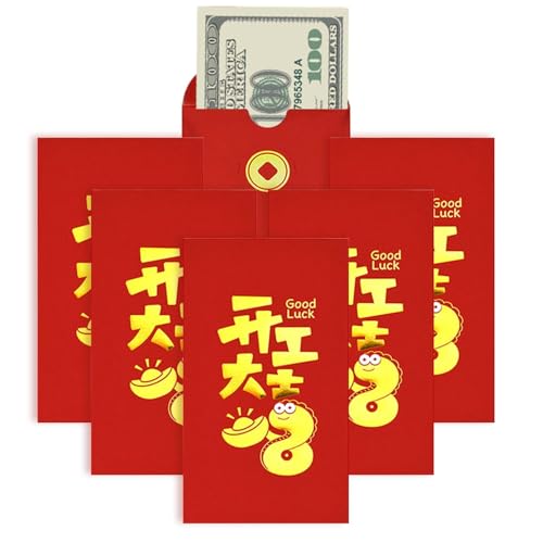 Lucky Money Envelopes | 6X Portable Red Envelopes for Chinese New Year | Lightweight Cash Money Envelopes | Chinese Red Packets for Health and Wealth, New Year Gift Envelopes for Prosperity von Generisch