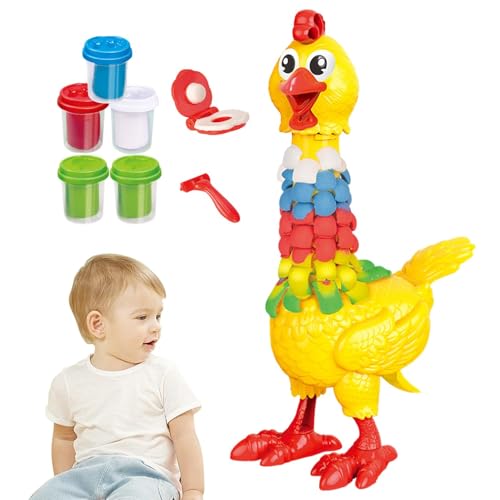 Lufttrockener Ton für Kinder, Modelliermasse zum Modellieren - Bunte Huhn-Spielzeugfigur mit Tonfüllung,Kreatives Henne-Spielzeugmodell, das das Eierlegen und Eiermachen simuliert von Generisch