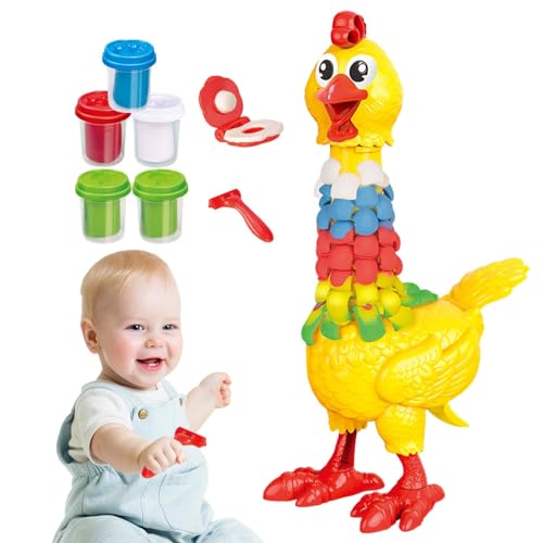 Lufttrocknende Modelliermasse, Modelliermasse-Set - Bunte Huhn-Spielzeugfigur mit Tonfüllung,Simulieren Sie ein eierlegendes Hühnermodell. Spaßiges Hühnermodell mit Federfüllung von Generisch