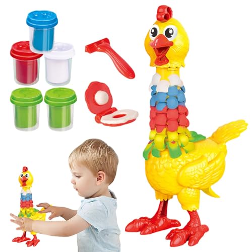 Lufttrocknende Modelliermasse, Modelliermasse-Set - Bunte Huhn-Spielzeugfigur mit Tonfüllung,Simulieren Sie ein eierlegendes Hühnermodell. Spaßiges Hühnermodell mit Federfüllung von Generisch