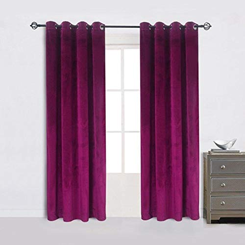 Luxuriöse Samt-Verdunkelungsvorhänge für Schlafzimmer und Wohnzimmer, individuelle Größe, Fensterbehandlungen in Fuchsia, 149,9 x 248,9 cm, mit Ösen, stilvolle Vorhänge von Generisch