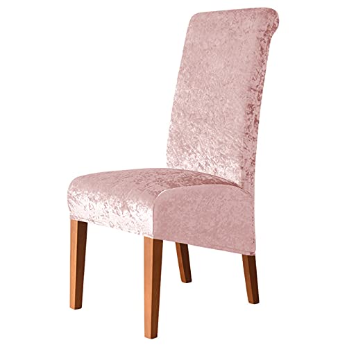 Luxuriöse Stuhlhussen für Esszimmerstühle, Samt, goldfarben, 6 Stück, perfekt für Hochzeitsbankett und Party, elegante und schützende Schonbezüge, Pannesamt-Design, Rosa von Generisch