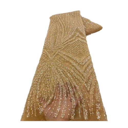Luxuriöser High-End-Perlenstoff mit Pailletten, Stickerei, Stoff, modisch, französischer Tüll, Netz, Spitze, Hochzeitsstoff Luxuriöser High-End-Perlenstoff mit Pailletten, Stickerei, Stoff, modisch, französischer Tüll, Netz, Spitze, Hochzeitsstoff von Generisch