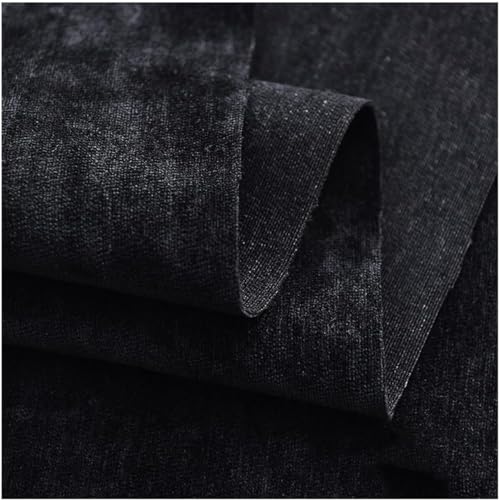 Luxuriöser Polsterstoff aus Pannesamt, 150 x 100 cm, weiches Chenille-Material für DIY, Basteln, Sofa, Stuhl, Vorhänge, Kissen, Schwarz von Generisch