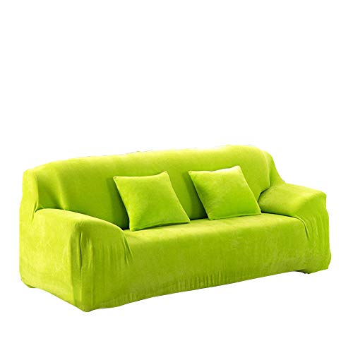 Luxuriöser Sofabezug aus Pannesamt, Stretch-Plüsch-Schonbezug für Couch, einfache Passform, waschbar, elastischer Möbelschutz für 4-Sitzer-Sofa, 235 x 300 cm, Grün von Generisch