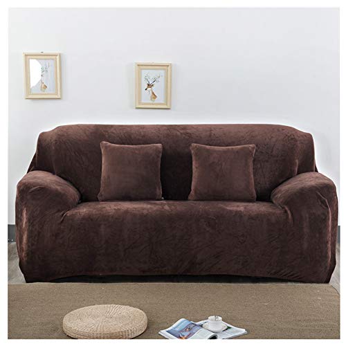 Luxuriöser Sofabezug aus Pannesamt für 1-Sitzer, Stretch-Plüsch-Schonbezug, einfarbig, elastisch, waschbar, Couchschutz, Kaffeebraun, 90 x 140 cm von Generisch