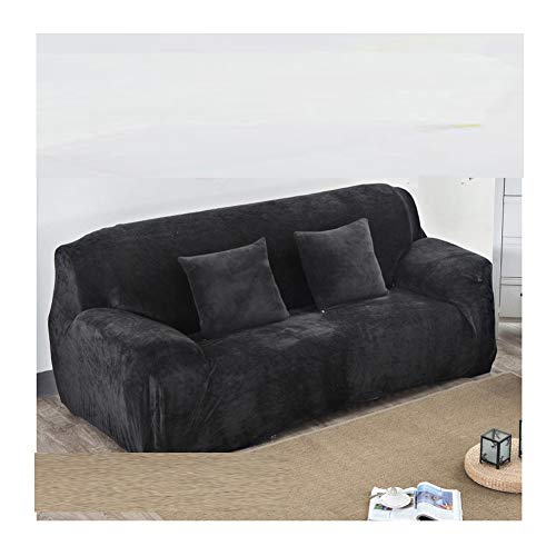 Luxuriöser Sofabezug aus Pannesamt für 1-Sitzer, Stretch-Plüsch-Schonbezug, elastisch, waschbar, Möbelschutz, schwarzer Samt, Sofa-Schonbezug 90 - 140 cm von Generisch