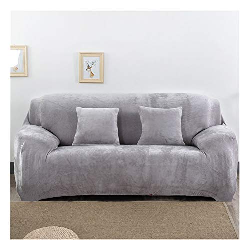 Luxuriöser Sofabezug aus Pannesamt für 2-Sitzer, Stretch-Plüsch-Schonbezug in Silbergrau, elastisch, waschbar, Couchschutz, passend für Sofas mit den Maßen 145 cm bis 185 cm, stilvolles Möbel-Upgrade von Generisch