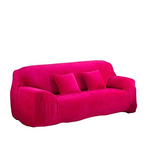 Luxuriöser Sofabezug aus Pannesamt für 3-Sitzer, dehnbarer Plüsch-Schonbezug in Rosa, elastisch, waschbar und einfach anzubringen, Möbelschutz für Couch-Stuhl, 190 cm - 230 cm von Generisch