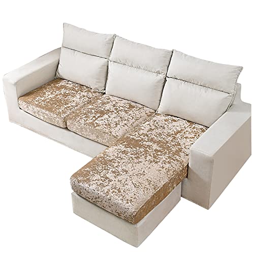 Luxuriöser Stretch-Sofa-Kissenbezug aus Pannesamt, rutschfest, Möbelschutz mit elastischer Unterseite, Couchkissen-Schonbezug, goldfarben, Größe M von Generisch