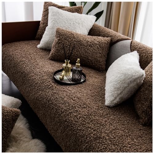 Luxuriöser warmer Fleece-Schonbezug für Möbel, rutschfest, Couchbezug, Kaffeesamt, Sofa-Schonbezug für Wohnzimmer, Sektionalcouch, waschbar und weicher Plüschstoff, 90 x 180 cm von Generisch