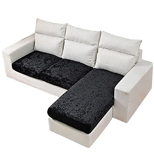 Luxuriöses Stretch-Couch-Kissenbezug-Set, aus Pannesamt, rutschfest, mit elastischer Unterseite, schwarz, 3-teilig von Generisch