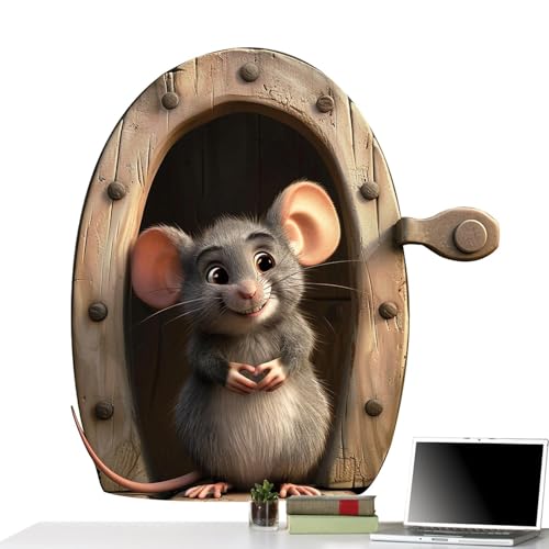 Mäuseloch-Aufkleber, Cartoon-Tier-Aufkleber - Niedliche Cartoon-3D-Wandaufkleber mit Mäusen im Loch - Selbstklebender Aufkleber „Mäuse im Loch“, Tier zum Abziehen und Aufkleben, lustig für Kinderzimme von Generisch