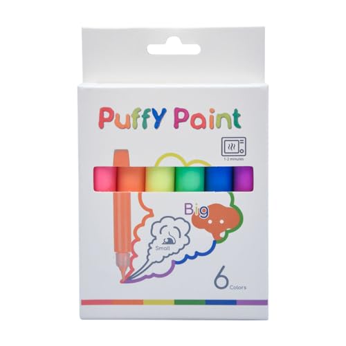 Magic P-uffy Pens, 6 Farben P-uffy P-opcorn Zeichnung Stifte, Bubble Paint Stifte, Neonfarben Graffiti-Stift mit 3D-Tinte, kreative 3D Marker Stift für Kinder Kleinkinder Zeichnung und Färbung von Generisch