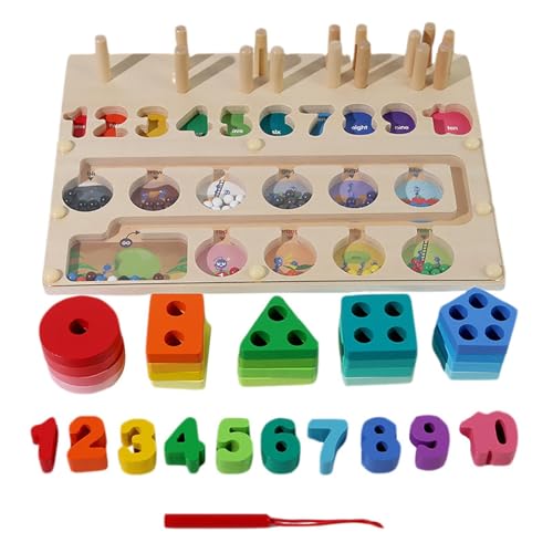 Magnetfarbe und Zähllabyrinth,3-in-1-Zahlenpuzzle aus Holz - Sortier- und Stapelspielzeug aus Holz, Holzspielzeug für frühes Lernen für Kinder, und Mädchen von Generisch