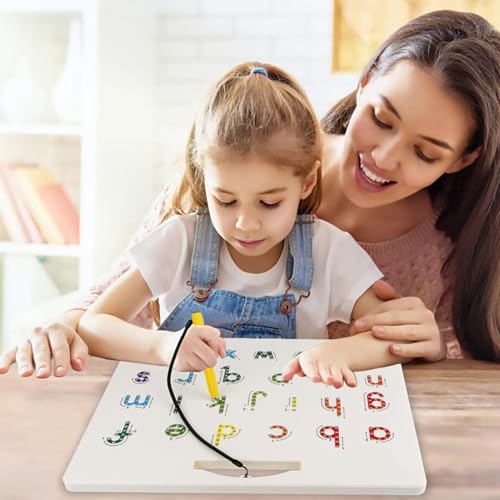 Magnetische Alphabettafel, Magnetische Alphabettafel - 2-in-1-Spielbrett zum Lernen und Schreiben,Doppelseitiges Magnet-Zeichenbrett, Stielspielzeug-Buchstaben zum Lernen für Kleinkinder von Generisch