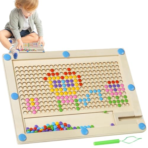 Magnetische Punkt-Kunsttafel, magnetische Punkttafel mit Punktperlen | Zeichenbrett aus Holz mit Magnetperlen - Kreative Kleinkind-Dot-Art-Magnettafel für Zuhause, Schule, Kindertagesstätte von Generisch