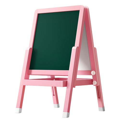 Magnetische Zeichenbrett Kinder Staffelei Doppelseitige Kreidetafel und Whiteboard für Kleinkind Höhenverstellbar Standtafel von Generisch