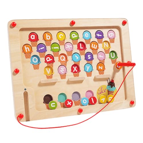 Magnetisches Farblabyrinth, Magnettafel für Kleinkinder,Farbiges Zahlen-Alphabet-Zeichenbrett aus Holz | Feinmotorikspielzeug, Lernspielzeug zum Farbabgleich und Zählen für und Mädchen von Generisch