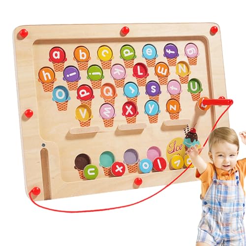 Magnetisches Farblabyrinth, Magnettafel für Kleinkinder | Farbiges Zahlen-Alphabet-Zeichenbrett aus Holz,Reisespielzeug für Kleinkinder, Homeschool-Zubehör, Feinmotorikspielzeug für Vorschulkinder von Generisch