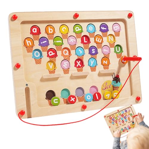 Magnetisches Farblabyrinth, Magnettafel für Kleinkinder | Farbiges Zahlen-Alphabet-Zeichenbrett aus Holz | Lernaktivitäten im Vorschulalter, Lernspielzeug zum Zählen passender Spielzeuge für die Feinm von Generisch