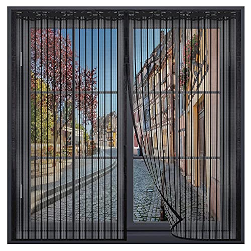 Magnetisches Fliegengitter für Fenster, 145 x 220 cm, Moskitonetz für französische Türen, Schiebetüren, Terrassentüren, Fliegengitter mit Magnetverschluss von Generisch