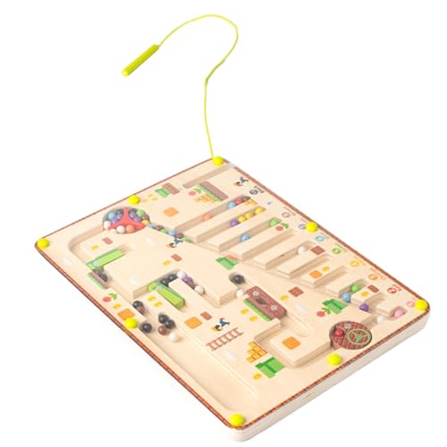 Magnetisches Labyrinthbrett, Magnetfarb- und Zähllabyrinth, Bead Maze Magnetisches Brettspiel Zählspielzeug, Bunte pädagogische Vorschul-passende Holzpuzzle-Aktivität für frühes Lernen von Generisch