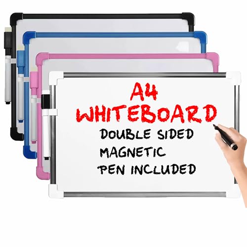 Magnetisches Whiteboard, A4, trocken abwischbar, für Büro, Zuhause, Notizen, Notizen, klein, 2-seitig, doppelseitig, mit Stift und Radiergummi, Schwarz von Generisch