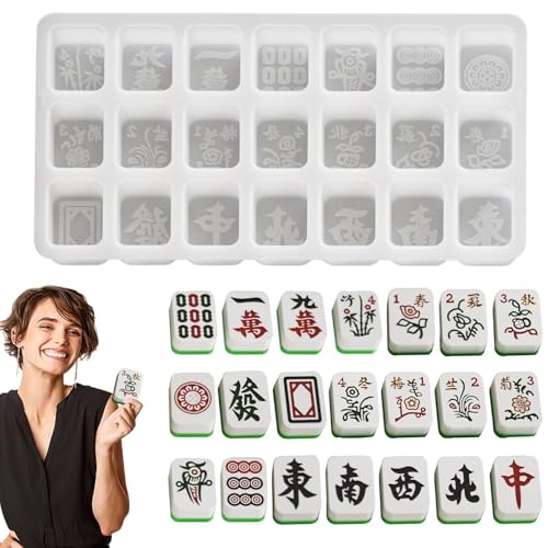 Mahjong-Formen für Epoxidharz, Mahjong-Silikonformen für Harz | Domino-Gussformen,Chinesische Mahjong-Form aus Silikon, Epoxidharz-Gussformen für Schokoladen-Eiswürfelform von Generisch