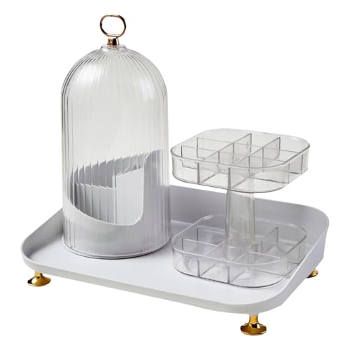 Make -up -Bürstenbehälter mit Deckel, kosmetischer Pinselhalter mit Deckel - 3 Slots Make -up -Bürstenhalter für Eitelkeit mit Staubdeckel - Wasserdichtes Doppelschicht-Lippenstift-Rack für Schmintisc von Generisch