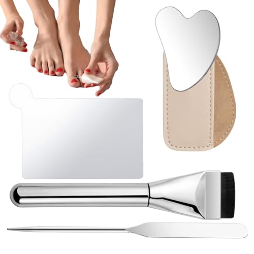 Make -up -Mischträger, Make -up -Mischpaletten -Set,Edelstahl -Make -up -Mischpalette mit Spatel - 4X Mutter Freundin Schönheit Enthusiasten Ergonomischer Mixer für eine gleichmäßige Anwendung von Generisch