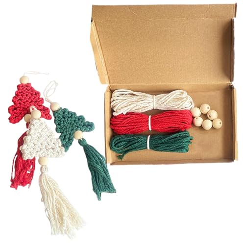 Makramee Ornament Kit, Baum Ornament Makramee Kit, Weihnachten Makramee Anhänger, Makramee Ornamente, Makramee Ornamente, Weihnachtsbaum Anhänger, Erwachsene Weihnachten Handwerk, Makramee Starter für von Generisch