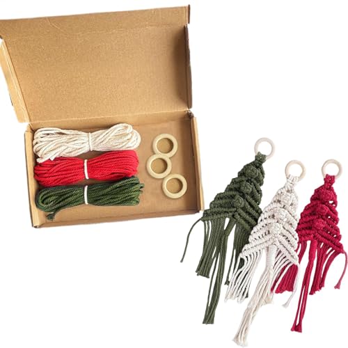 Makramee-Set für Erwachsene, handgefertigter Makramee-Baumschmuck, Makramee-Ornamente, Weihnachtsbaum-Anhänger, Erwachsenen-Weihnachtsbasteln, Makramee-Starter für Zuhause von Generisch