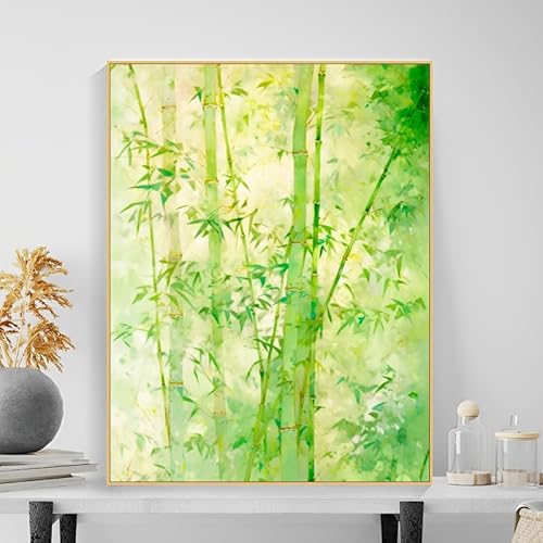 Malen Nach Zahlen Erwachsene Anfänger 40x50 cm Grün Pflanze Weiß Blumen Mit Rahmen inklusive Pinsel Acrylfarben Malen Nach Zahlen für DIY Malerei kreatives Geschenk Home Haus Deko von Generisch