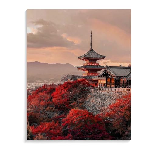 Malen Nach Zahlen Erwachsene Japanischer Garten Brücke Landschaft Ohne Rahmen 40X50Cm Malen Nach Zahlen Sets Auf Leinwand Mit Acrylfarben Für Kinder Anfänger,Diy Ölgemälde-Set Groß Landschaft,D14 von Generisch