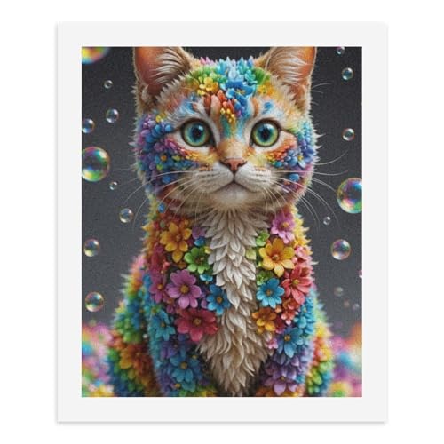 Malen nach Zahlen, bunte Katze, verziert mit Blumen, digitales Malset für Erwachsene, 40 x 50 cm Malen nach Zahlen, bunte Katze, verziert mit Blumen, digitales Malset für Erwachsene, 40 x 50 cm von Generisch